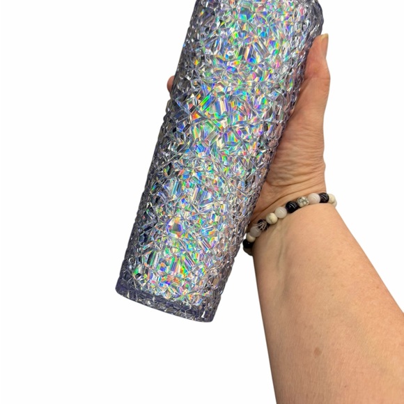 Starbucks Silver Iridescent Gem Tumbler With Straw Holiday Christmas New - Picture 4 of 6